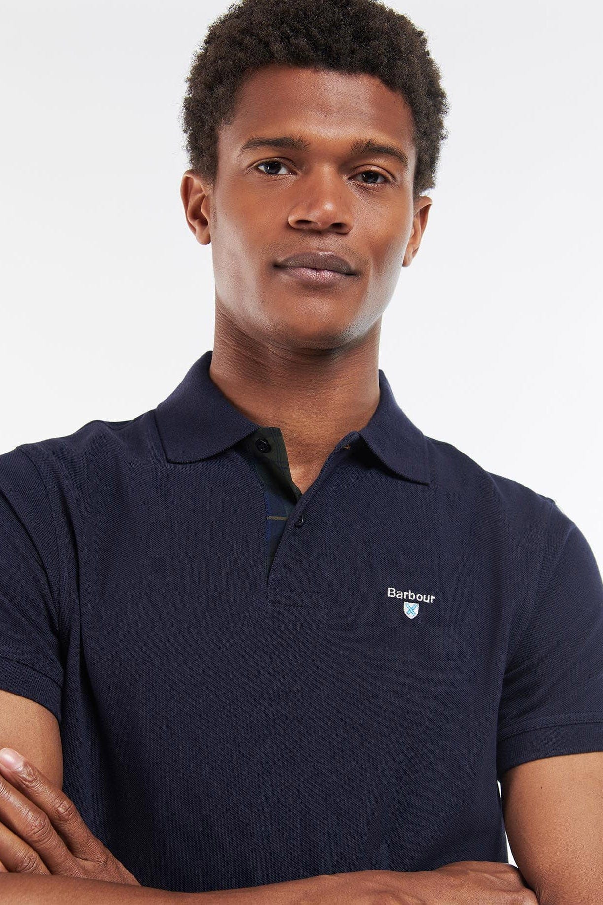 Tartan Pique Polo - Night Sky/Olive Night - Image 4