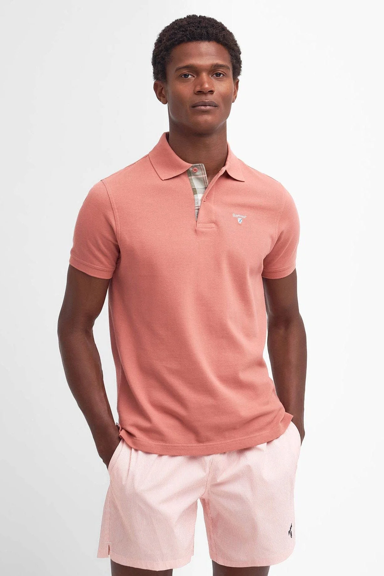 Tartan Pique Polo - Pink Clay - Image 2