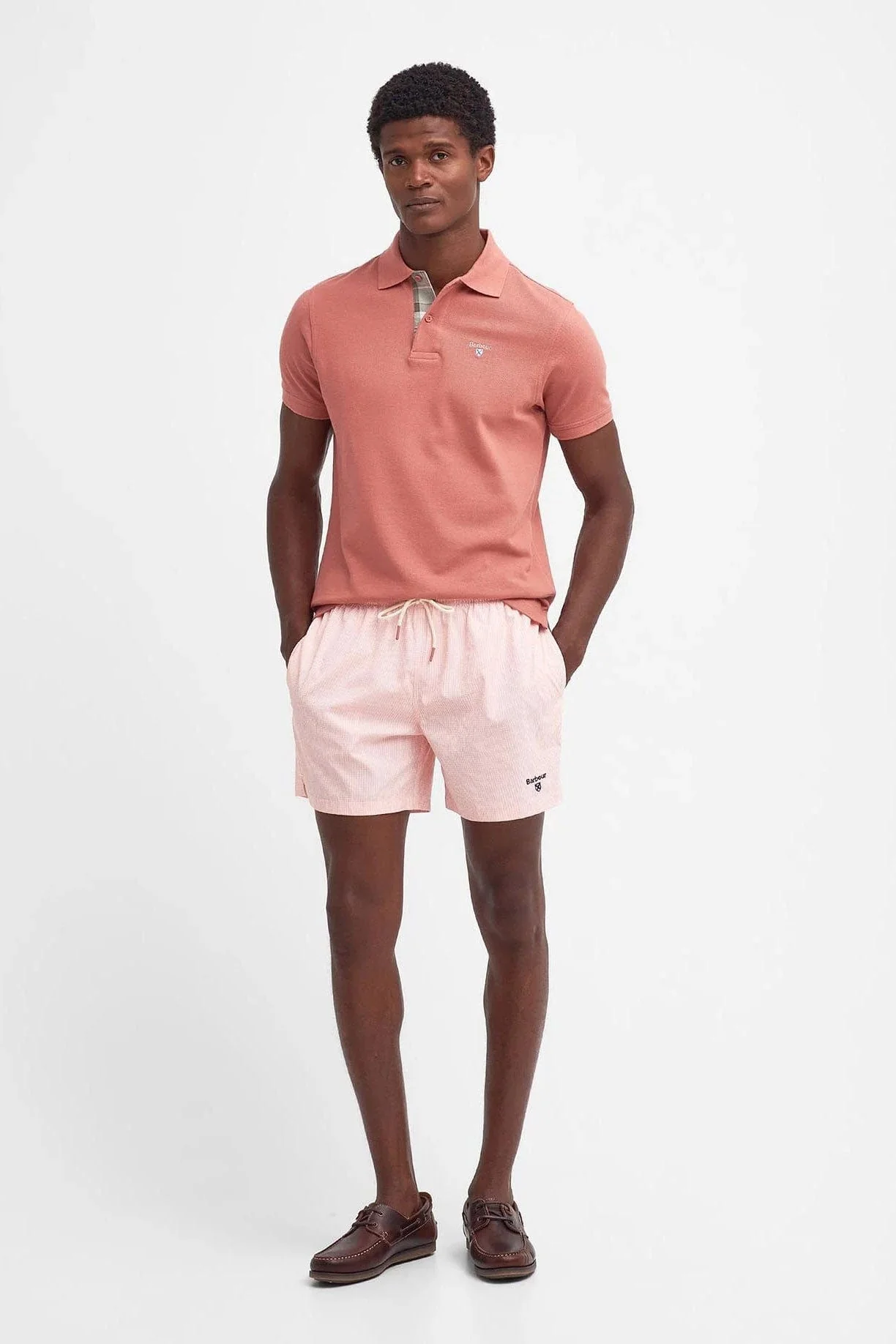 Tartan Pique Polo - Pink Clay - Image 3