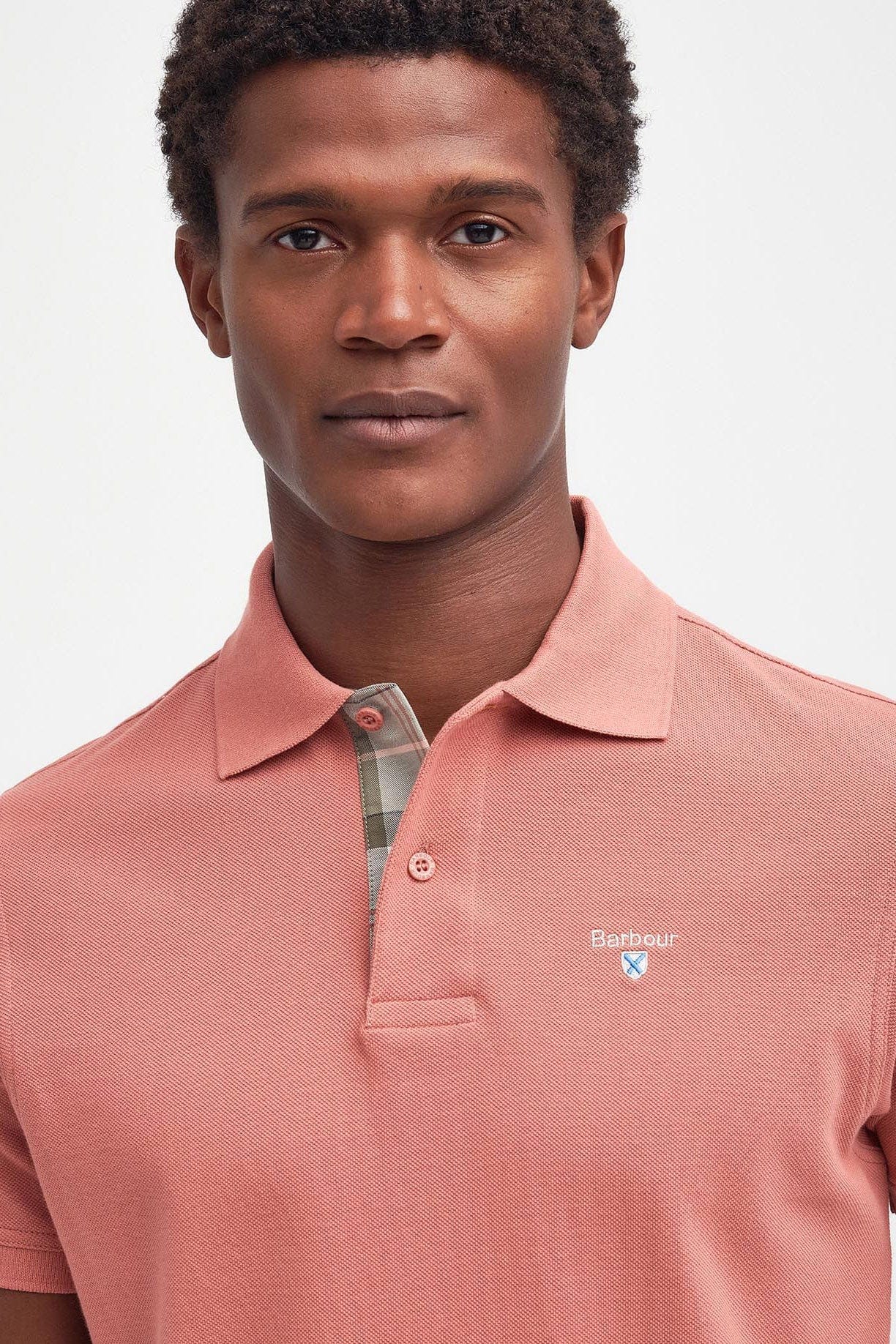 Tartan Pique Polo - Pink Clay - Image 4