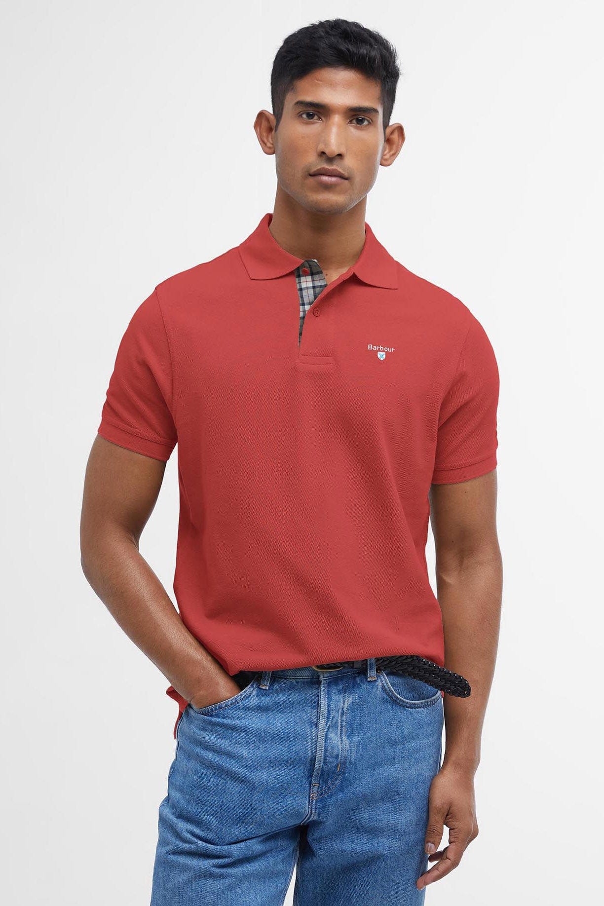 Tartan Pique Polo - Red Spice - Image 2