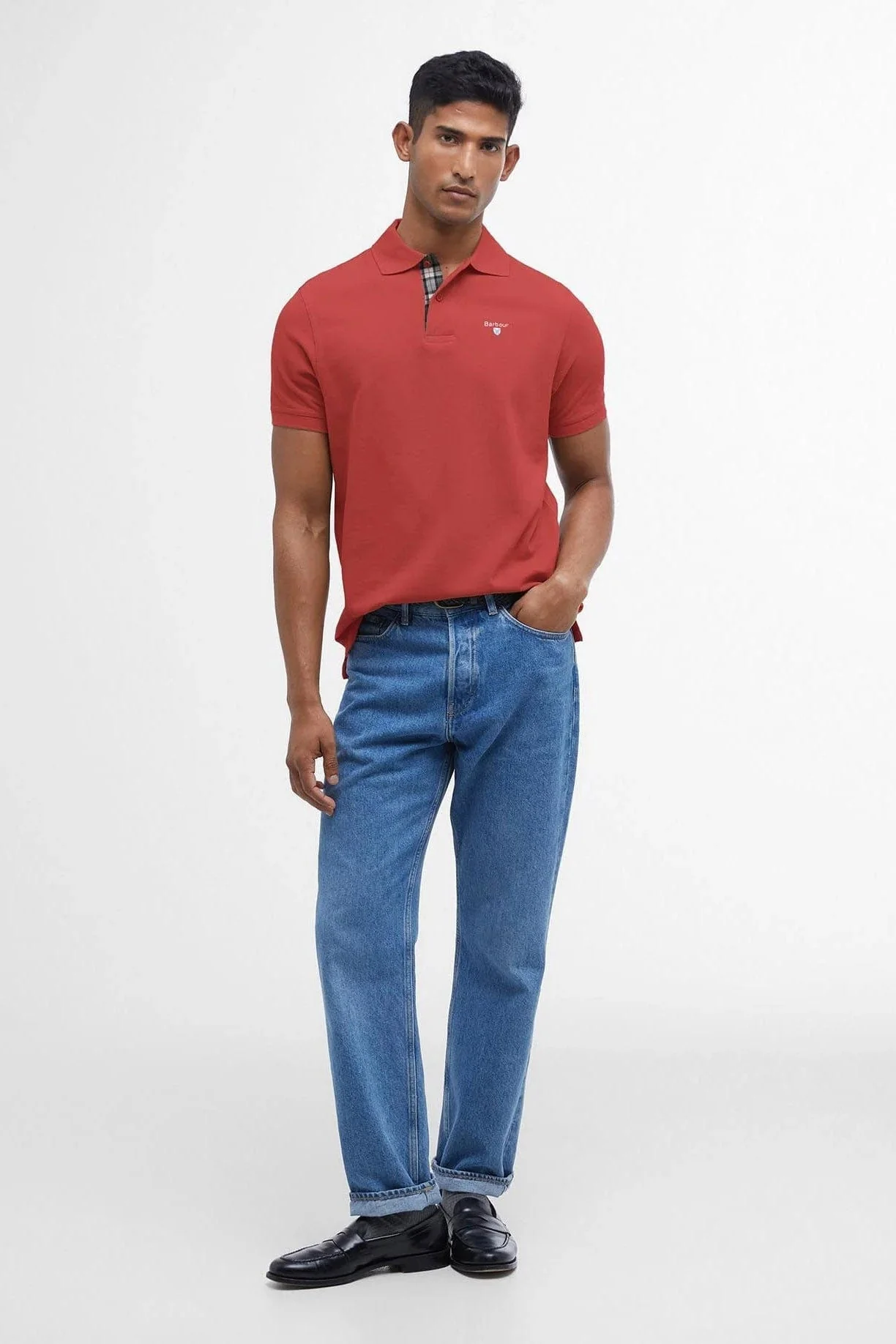Tartan Pique Polo - Red Spice - Image 4