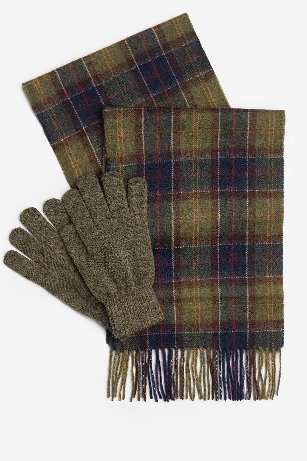 Tartan Scarf & Glove Gift Set - Classic/Olive
