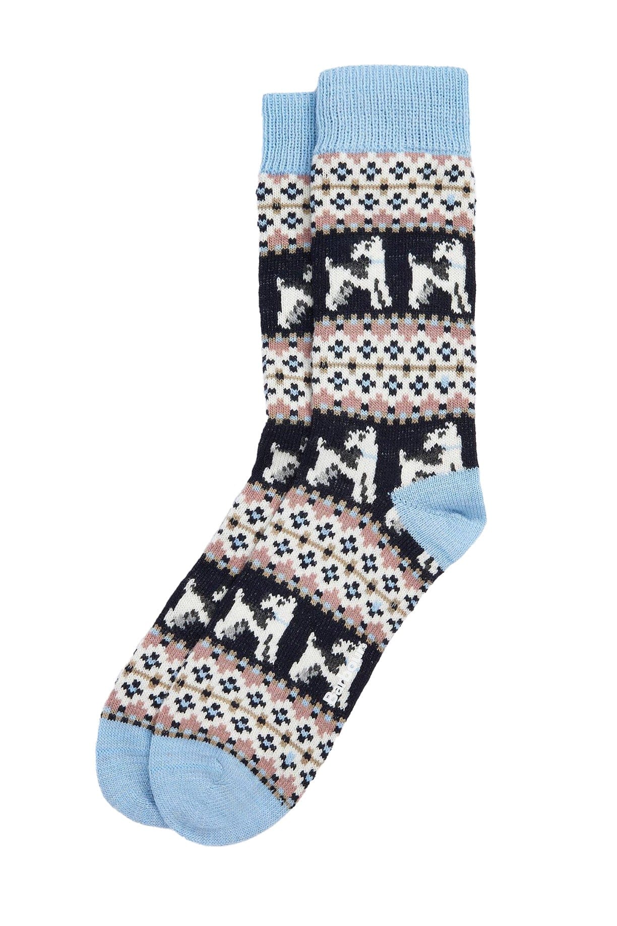Terrier Fair Isle Sock - Navy/Pink
