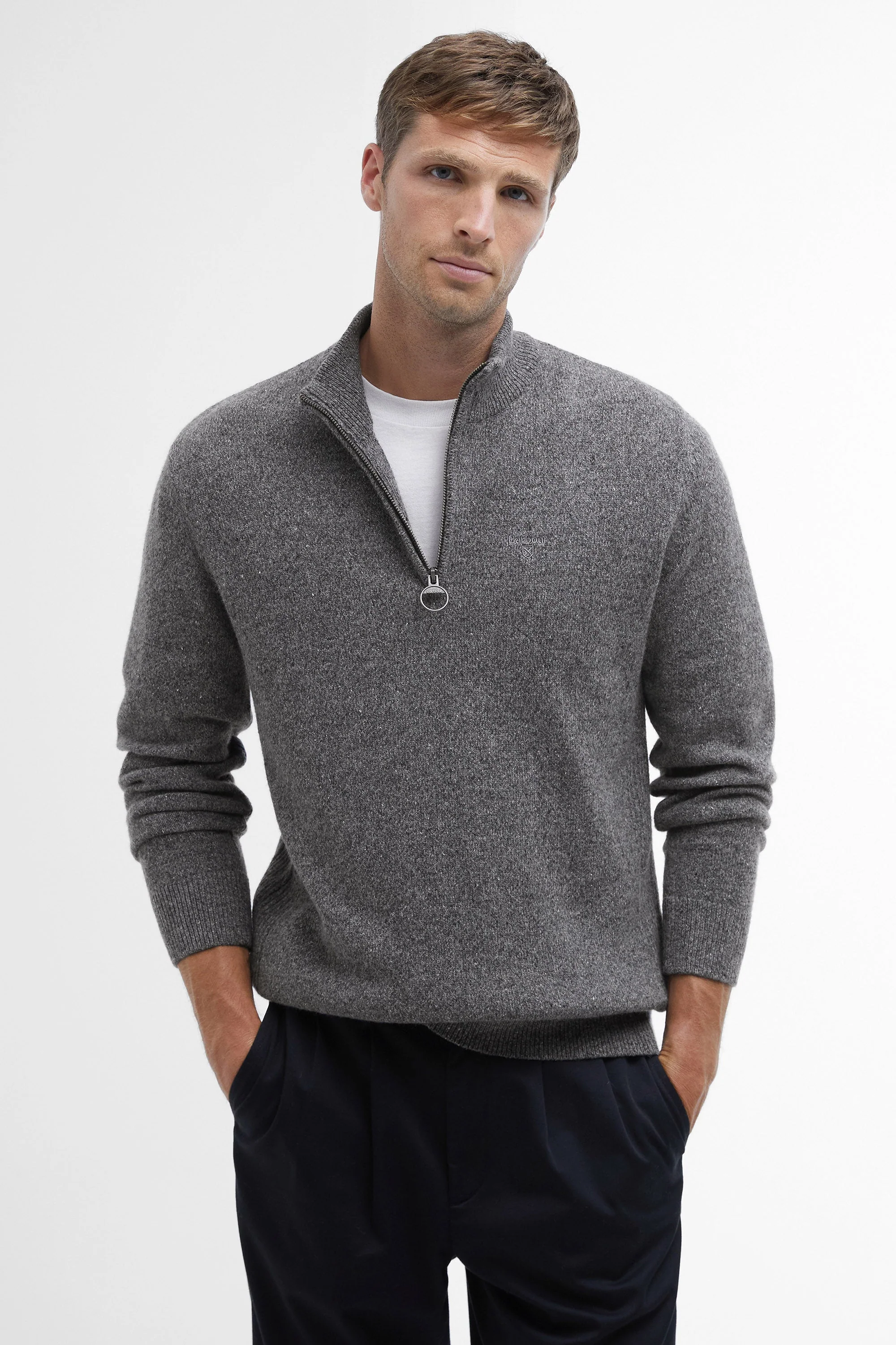 Tisbury Half Zip Knitted Jumper - Grey - Image 2