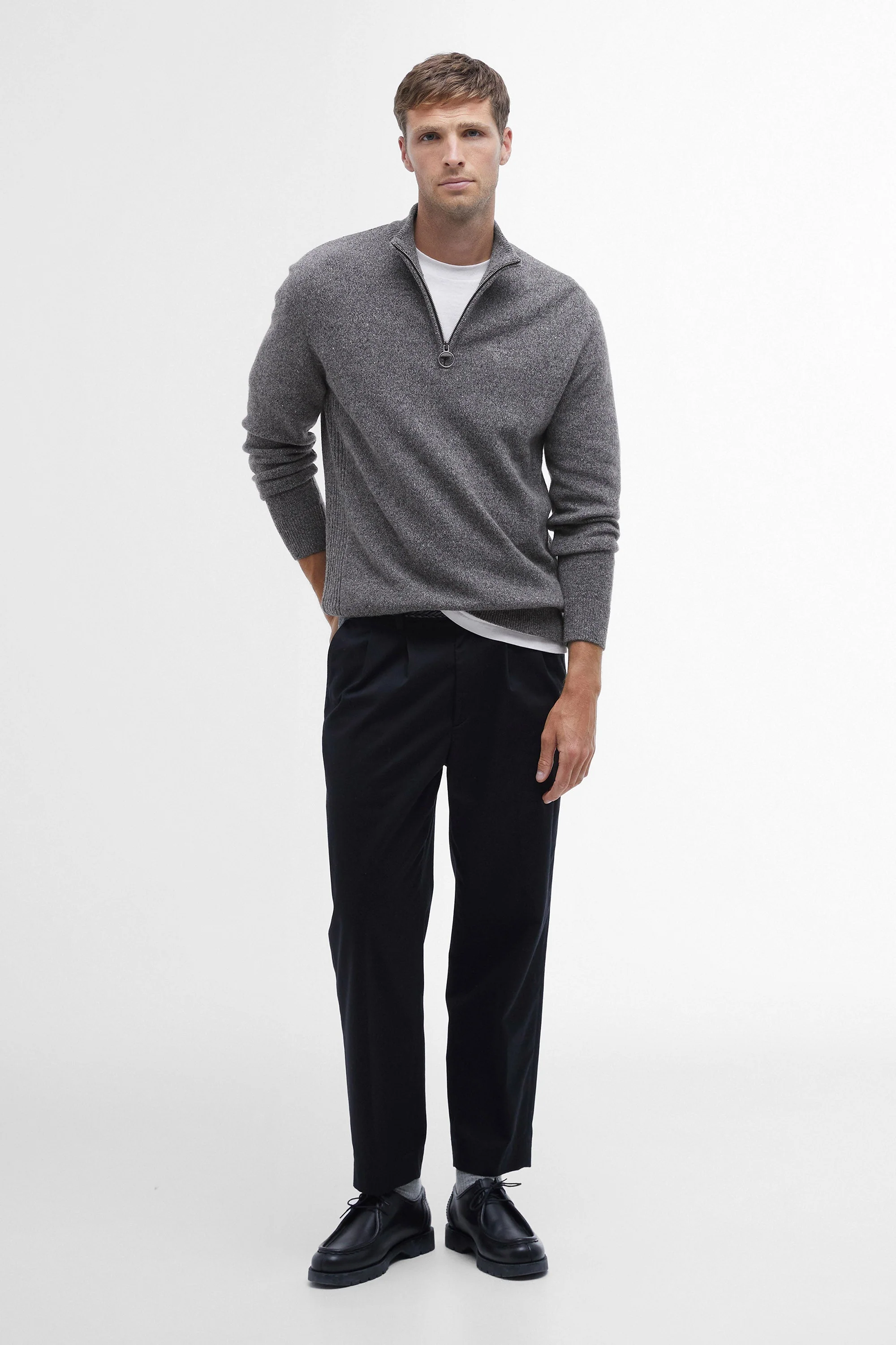 Tisbury Half Zip Knitted Jumper - Grey - Image 5