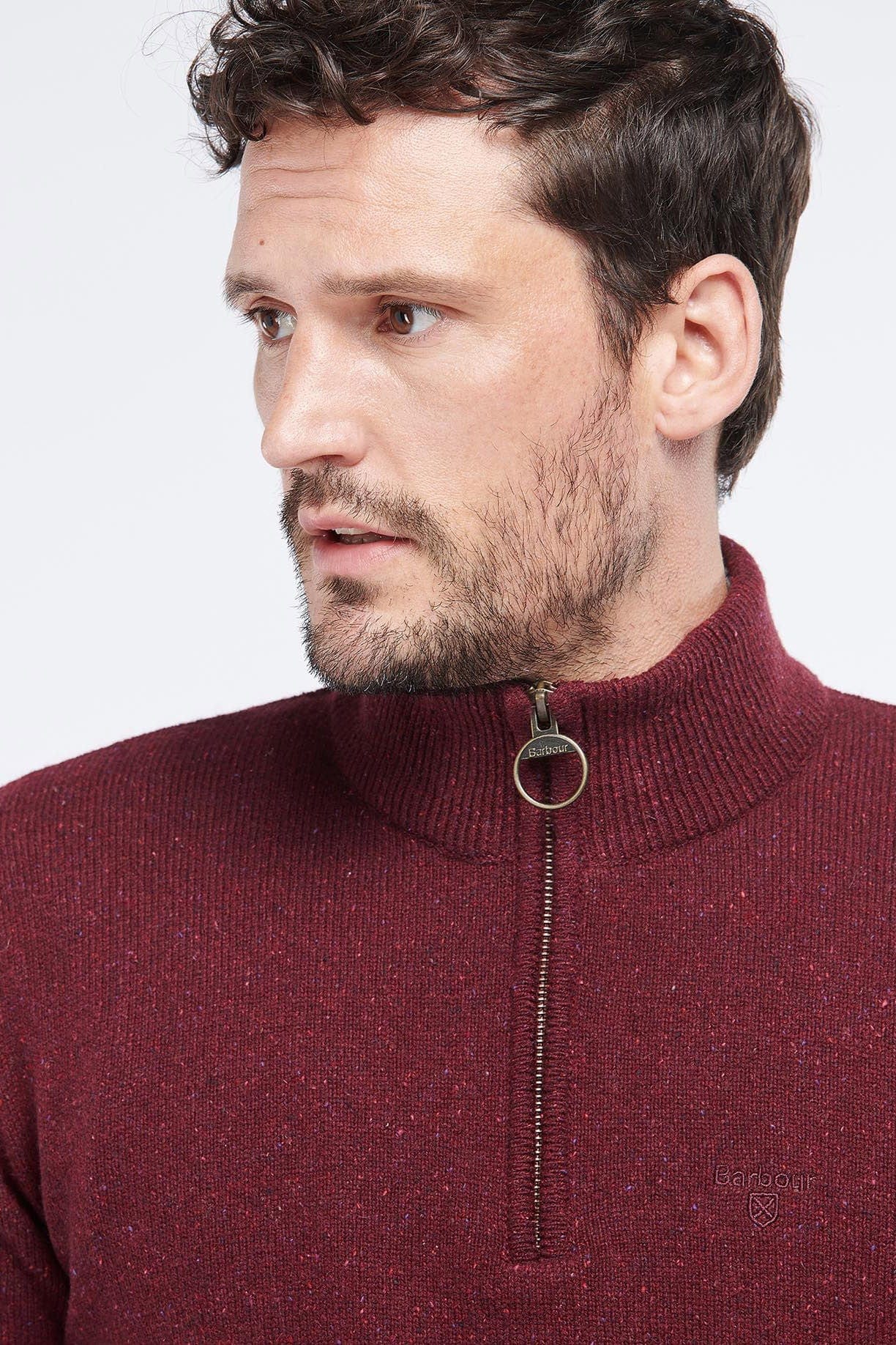 Tisbury Half Zip Knitted Jumper - Ruby - Image 5