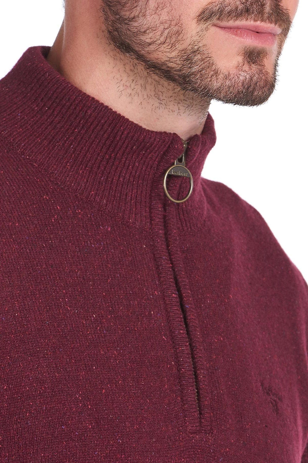 Tisbury Half Zip Knitted Jumper - Ruby - Image 7