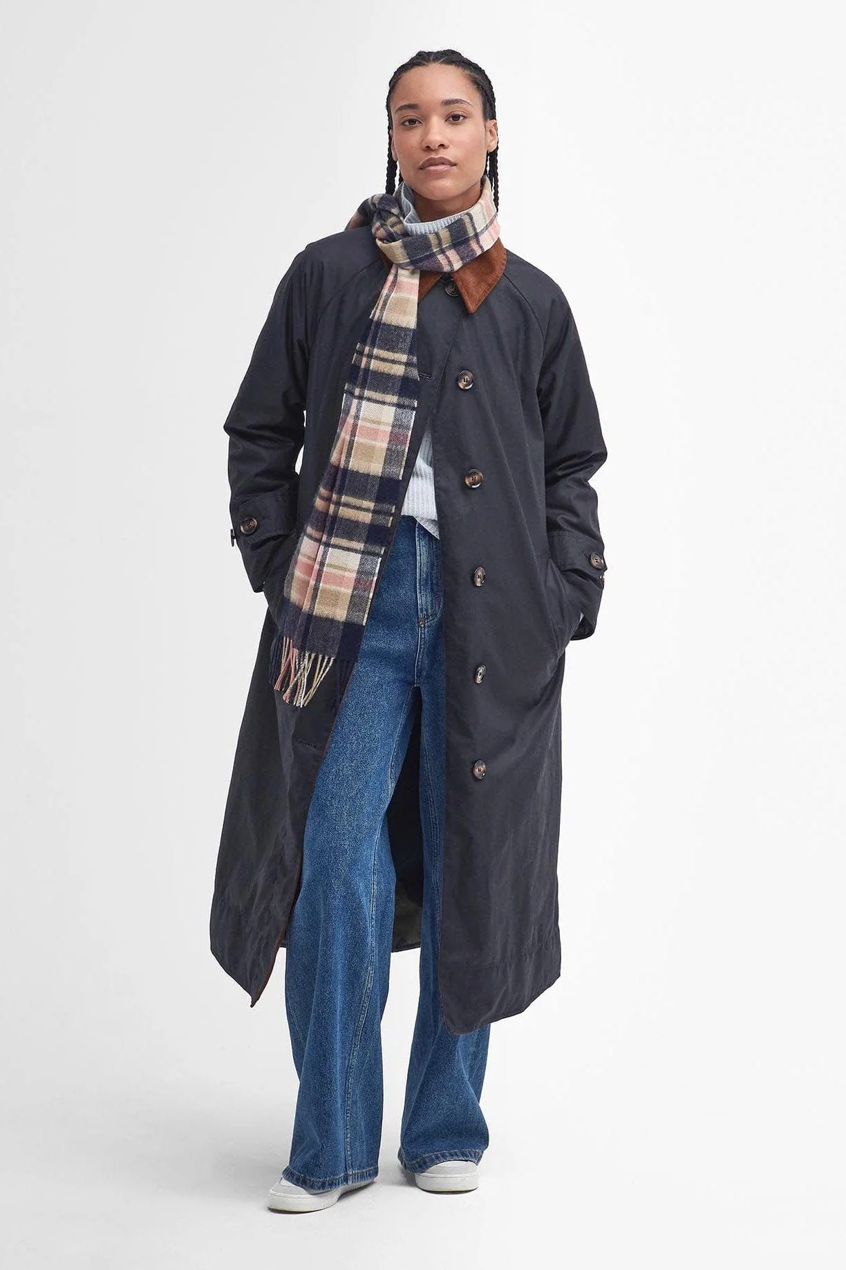 Vintage Plaid Scarf - Navy/Pink Rust - Image 2