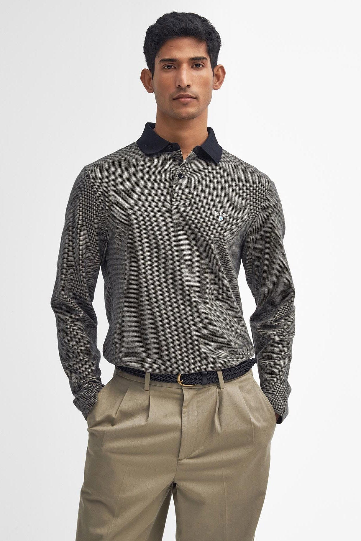 Walkford Long Sleeve Tailored Polo Shirt - Black - Image 2