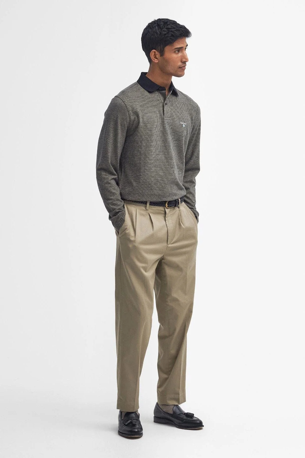 Walkford Long Sleeve Tailored Polo Shirt - Black - Image 6