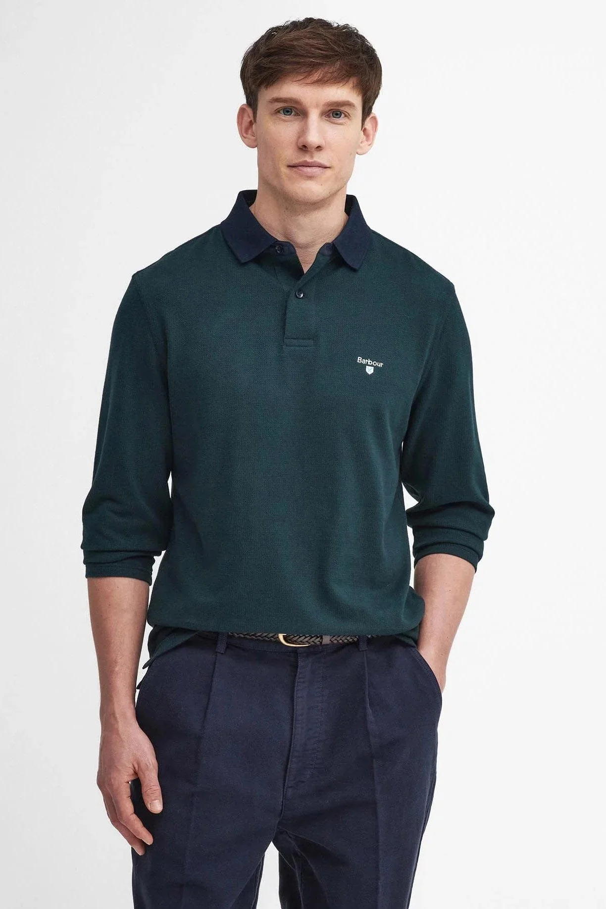 Walkford Long Sleeve Tailored Polo Shirt - Sapphire Navy - Image 2