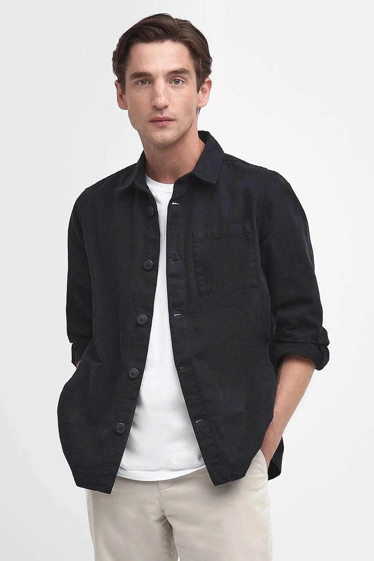 Washed Cotton Overshirt - Navy - Image 2