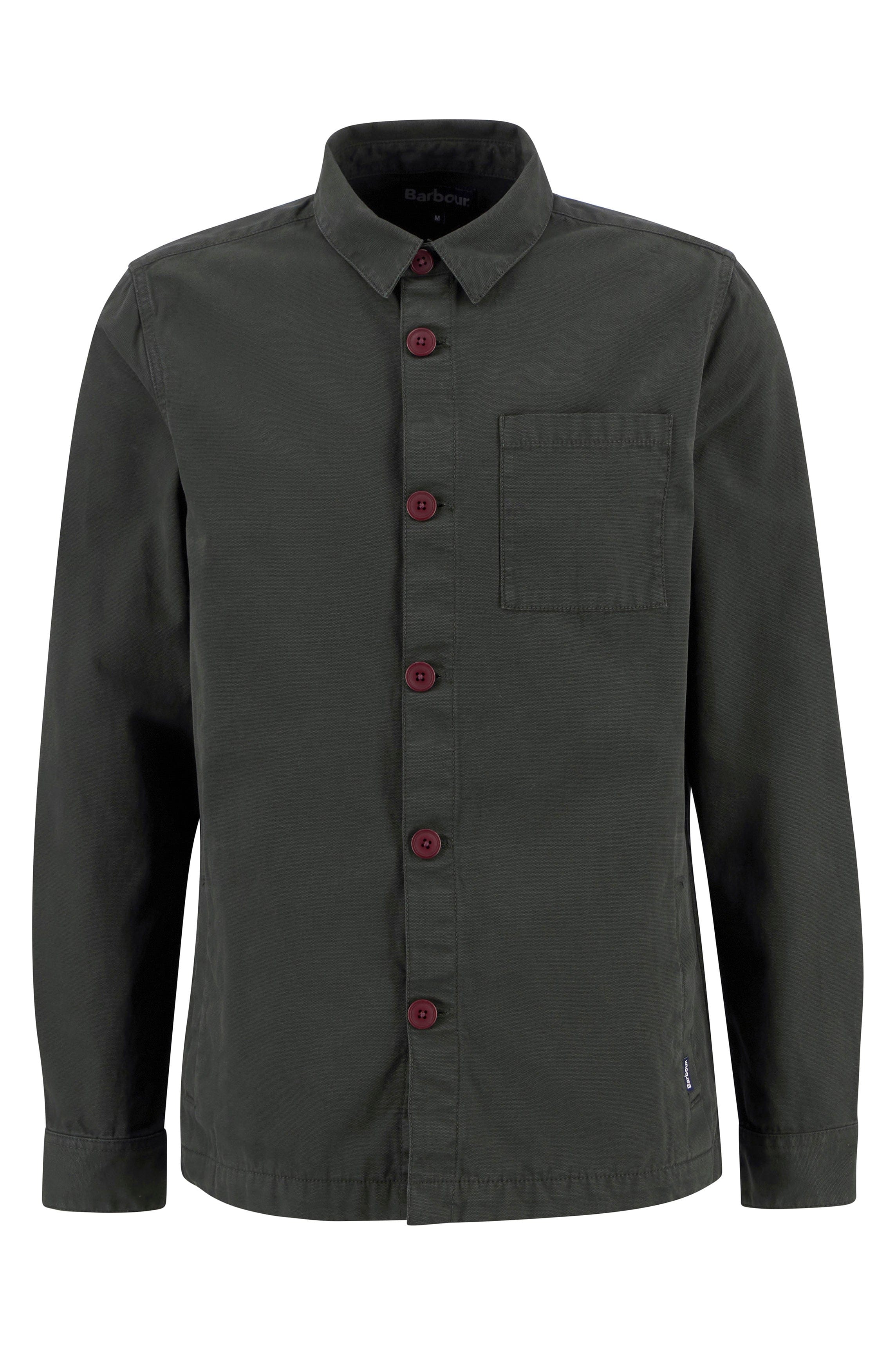 Washed Cotton Tailored Overshirt - Forest