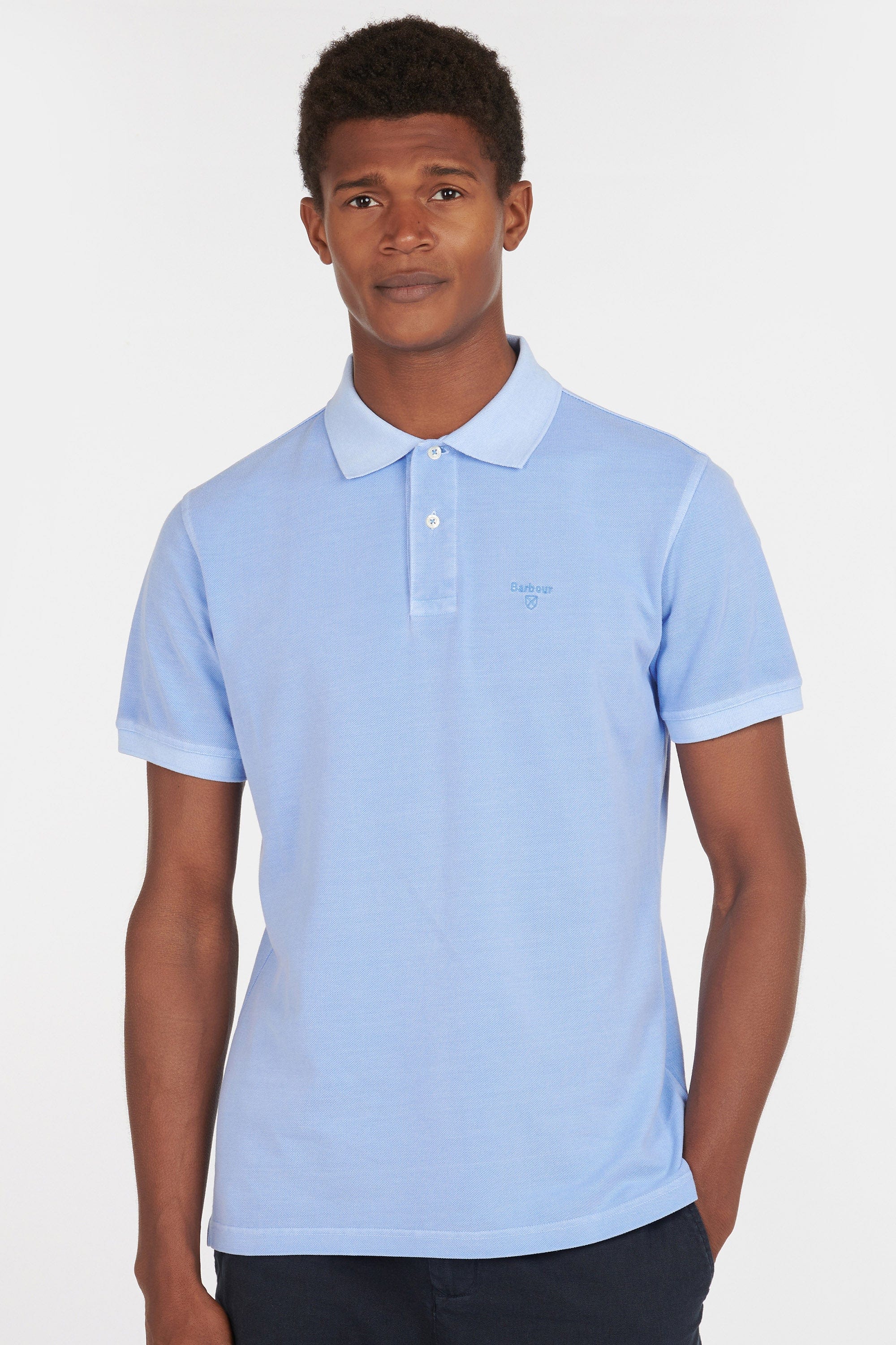 Washed Sports Polo - Sky - Image 2