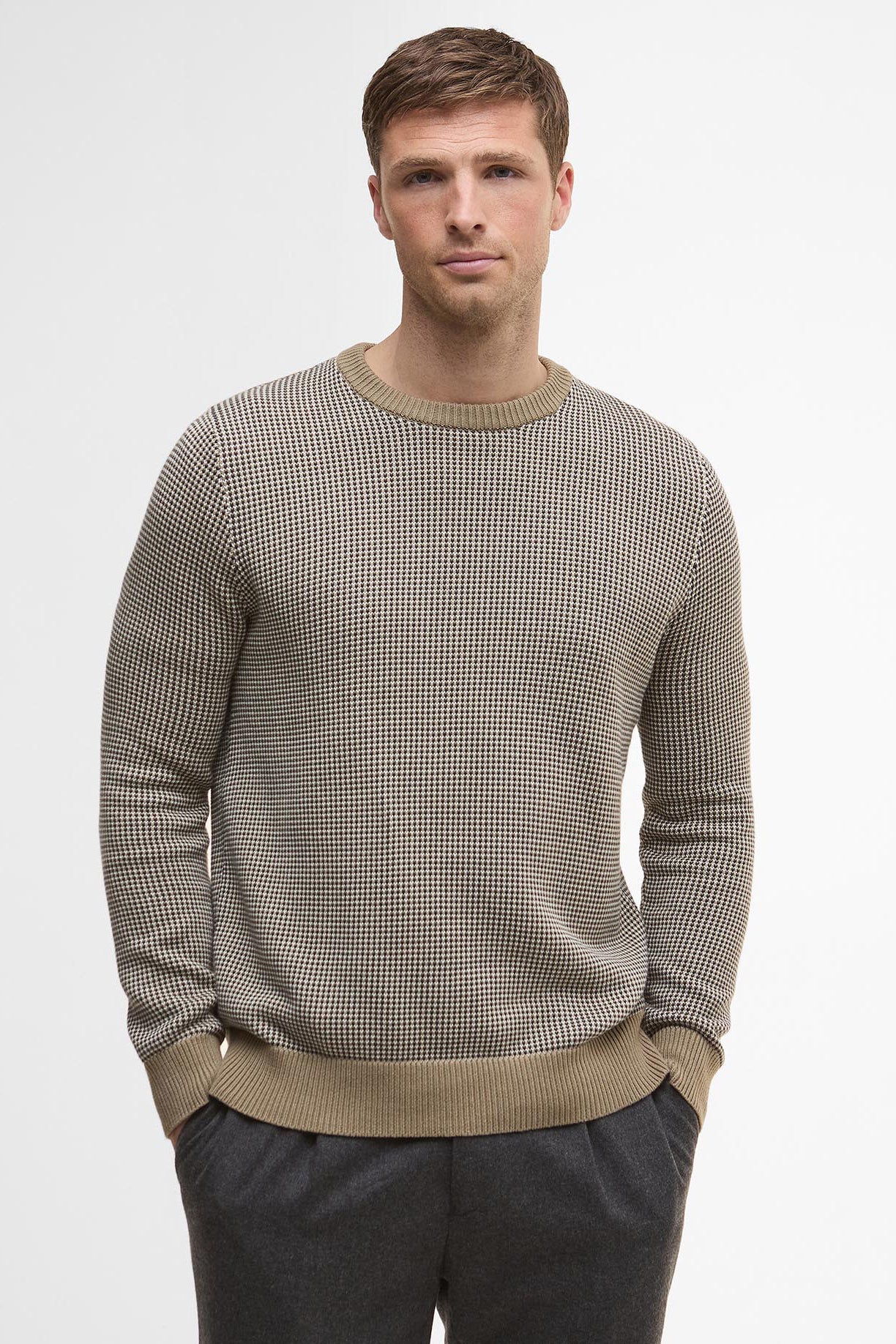 Wells Crew Neck Jumper - Washed Stone - Image 2