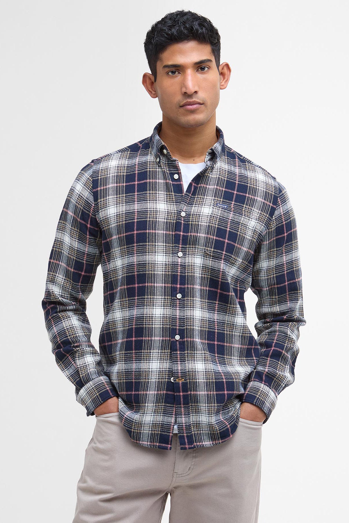 Whernside Tailored Check Shirt - Navy - Image 2