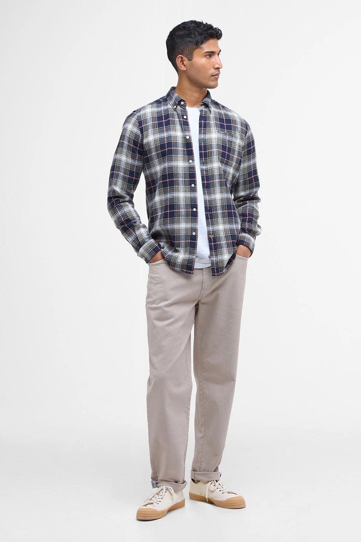 Whernside Tailored Check Shirt - Navy - Image 4