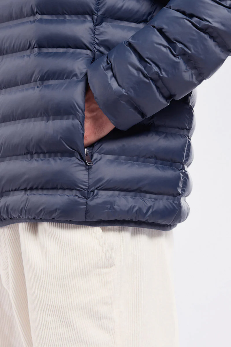 Hoodbord Water-Repellent Quilted Hooded Jacket - Navy - Image 3