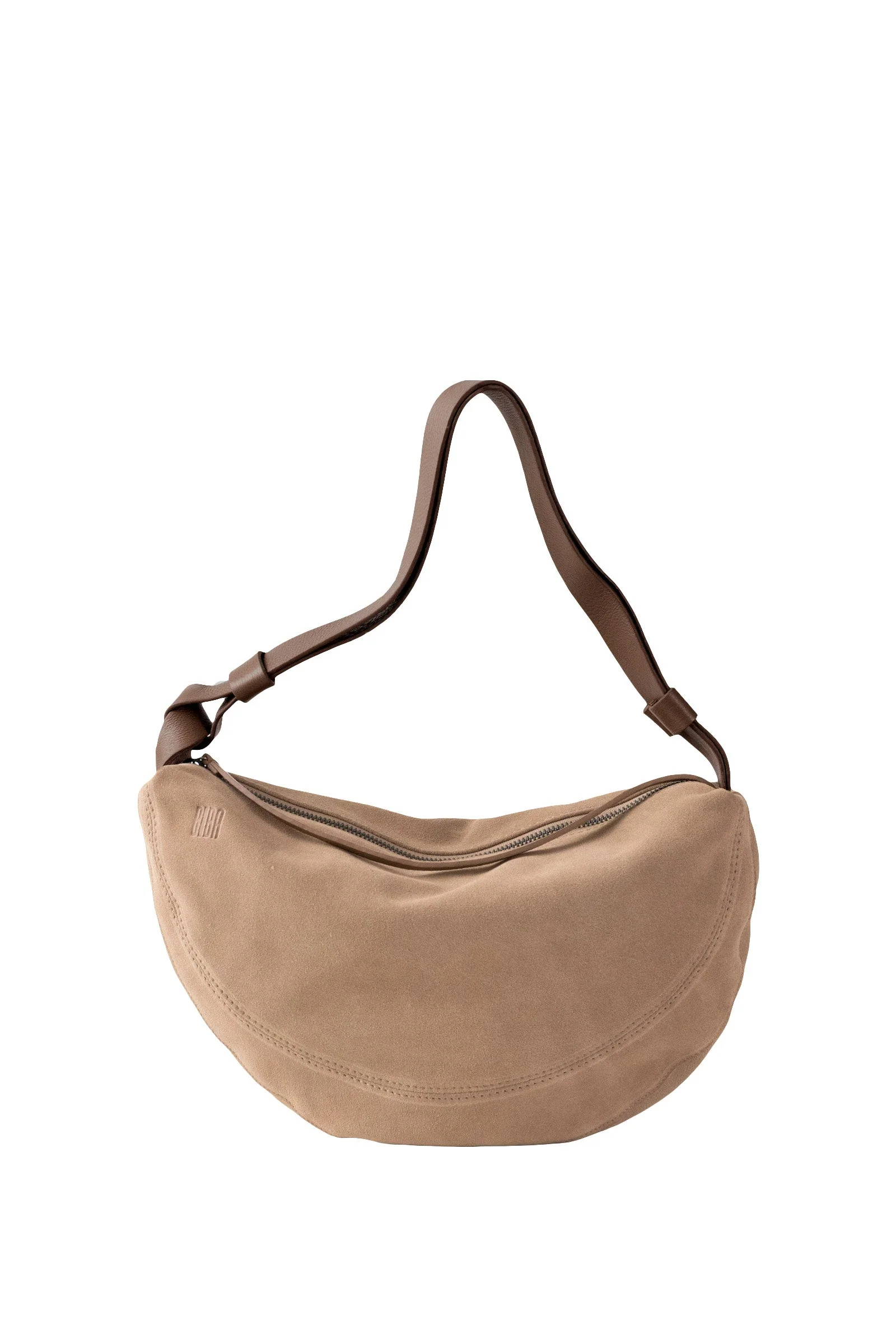 Beaver Suede Crossbody Bag - Taupe
