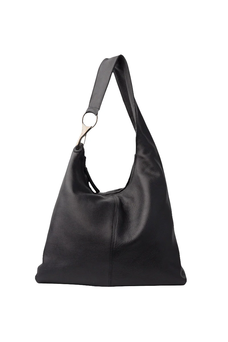 Jackpot Leather Shoulder Bag - Black