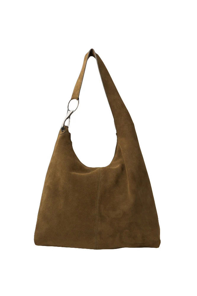 Jackpot Water Repellent Leather Suede Shoulder Bag - Khaki