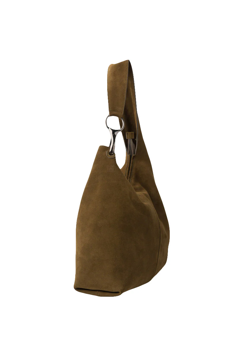 Jackpot Water Repellent Leather Suede Shoulder Bag - Khaki - Image 3