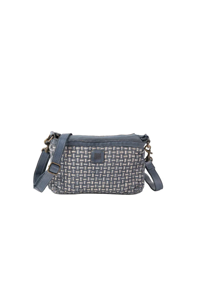 Kansas Blink Woven Leather Crossbody Bag - Blue