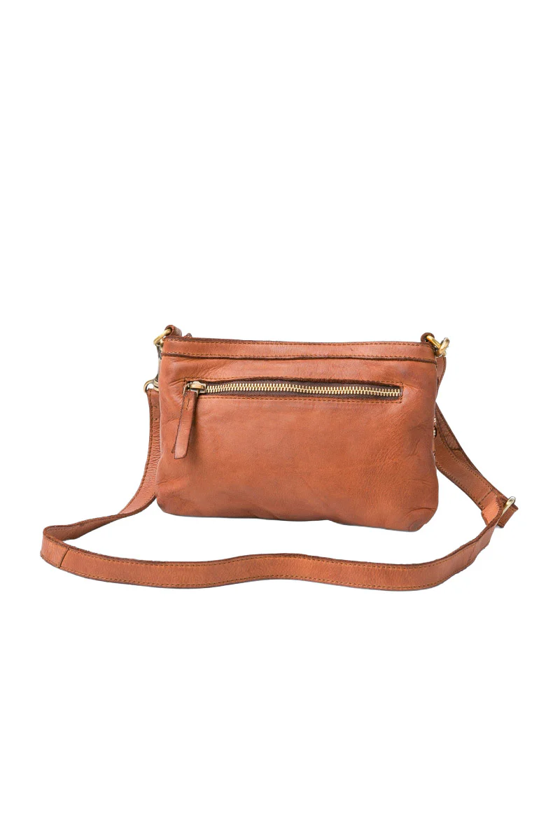 Kansas Blink Woven Leather Crossbody Bag - Tan