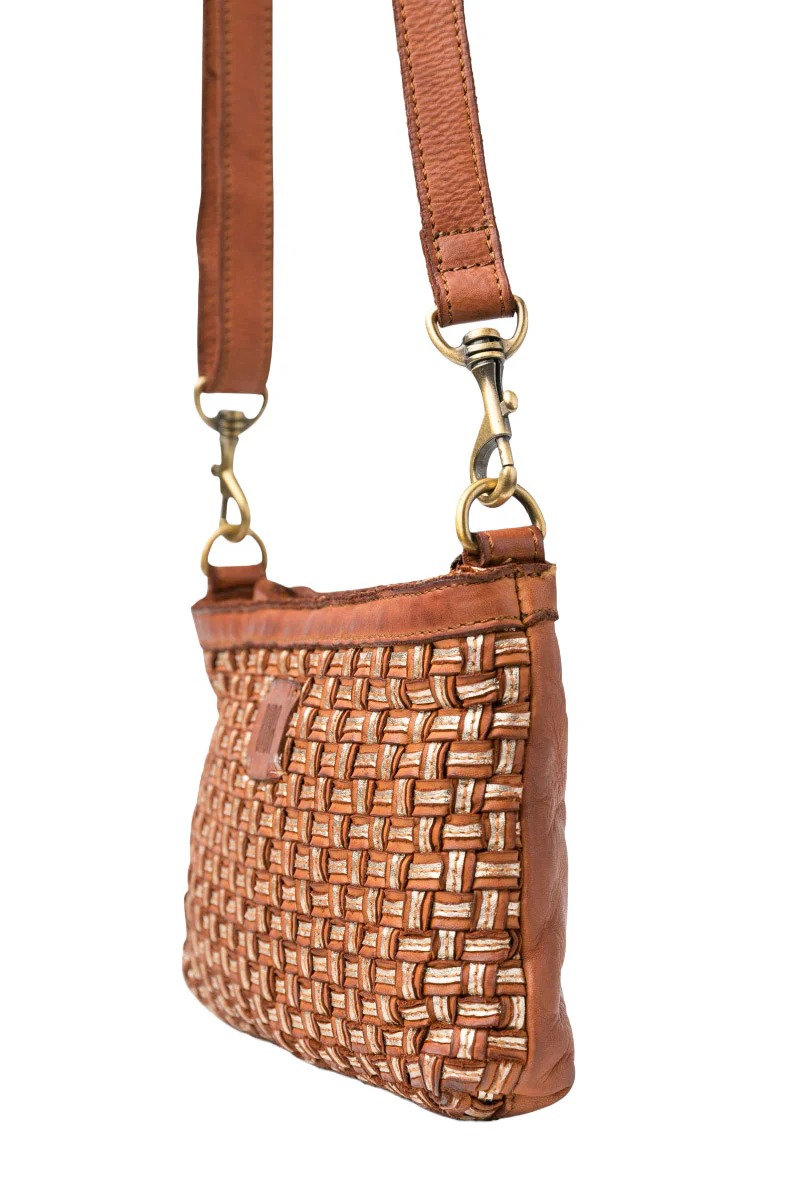 Kansas Blink Woven Leather Crossbody Bag - Tan - Image 2