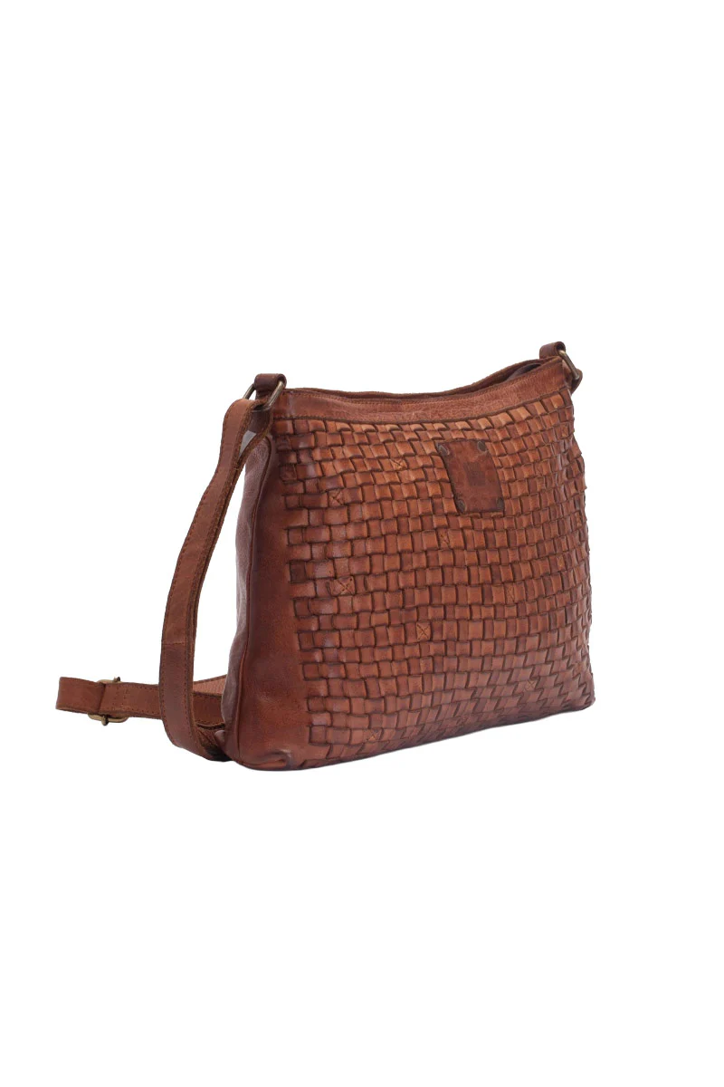 Kansas Woven Leather Crossbody Bag - Tan - Image 3