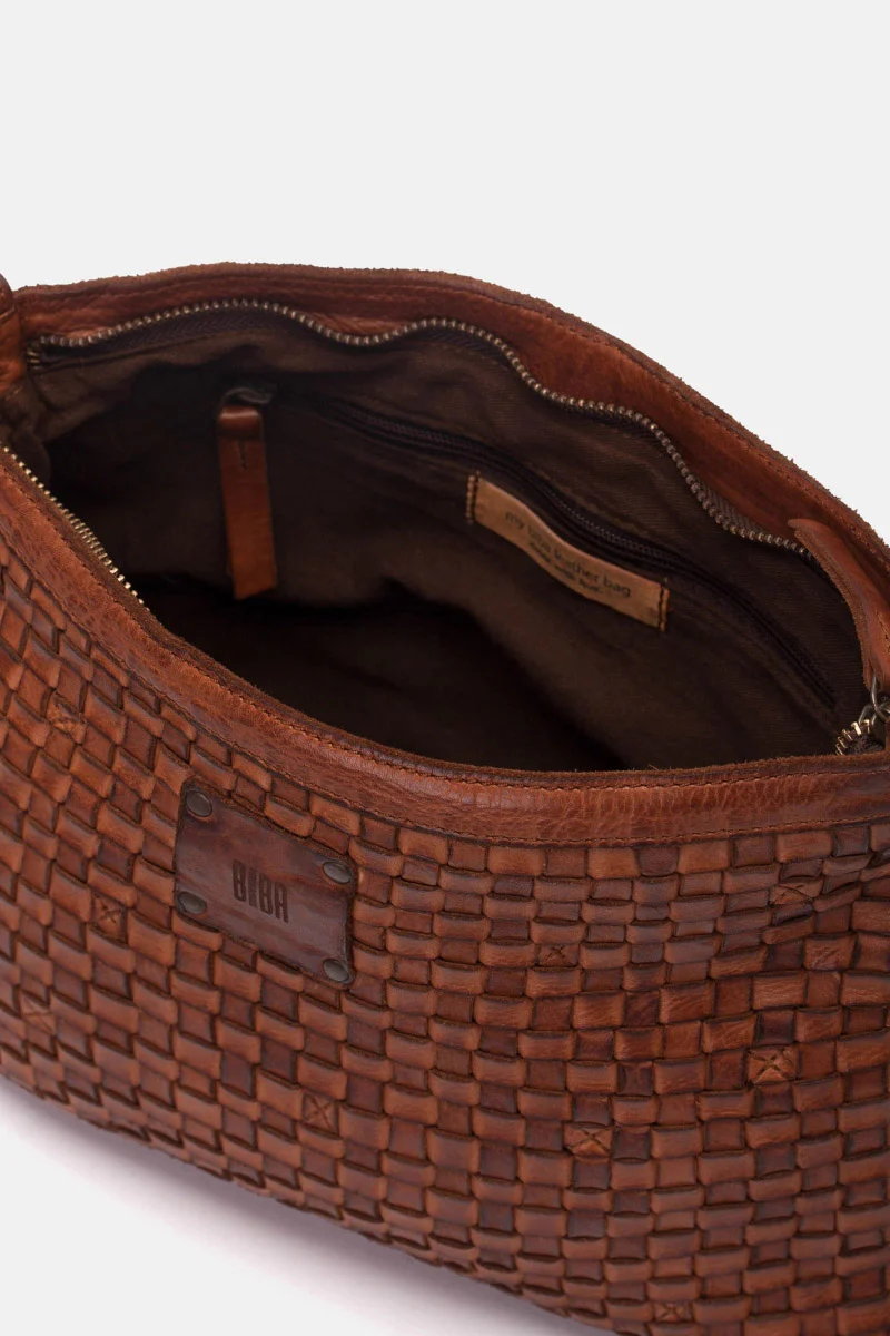 Kansas Woven Leather Crossbody Bag - Tan - Image 4
