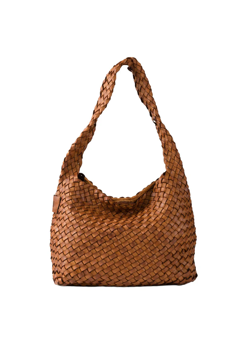 Killen Woven Leather Shoulder Bag - Tan