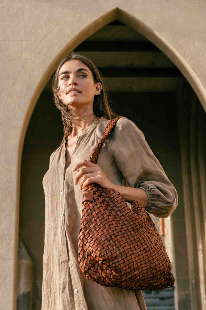 Killen Woven Leather Shoulder Bag - Tan - Image 2