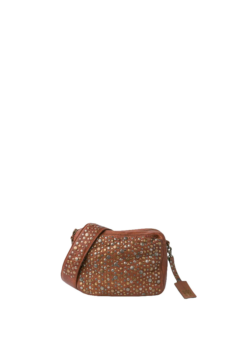 Lovington Studded Leather Cross Body Bag - Tan