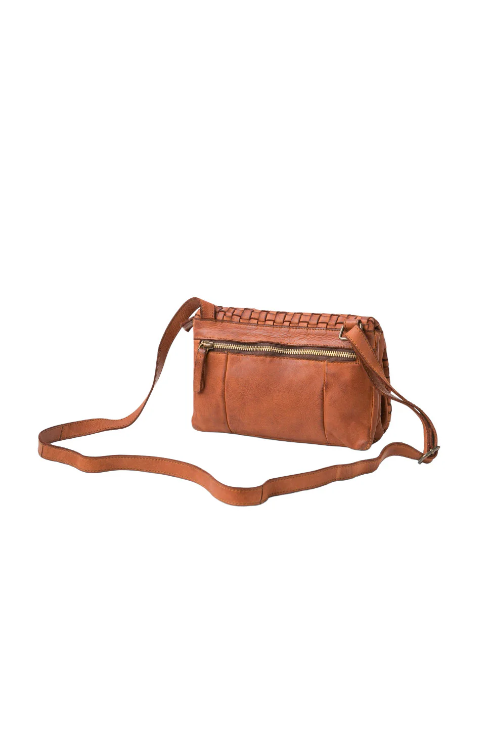 Small Kansas Woven Leather Crossbody Bag - Tan - Image 2