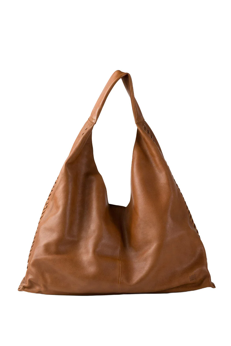 Stockton Leather Braided Detail Shoulder Bag - Tan