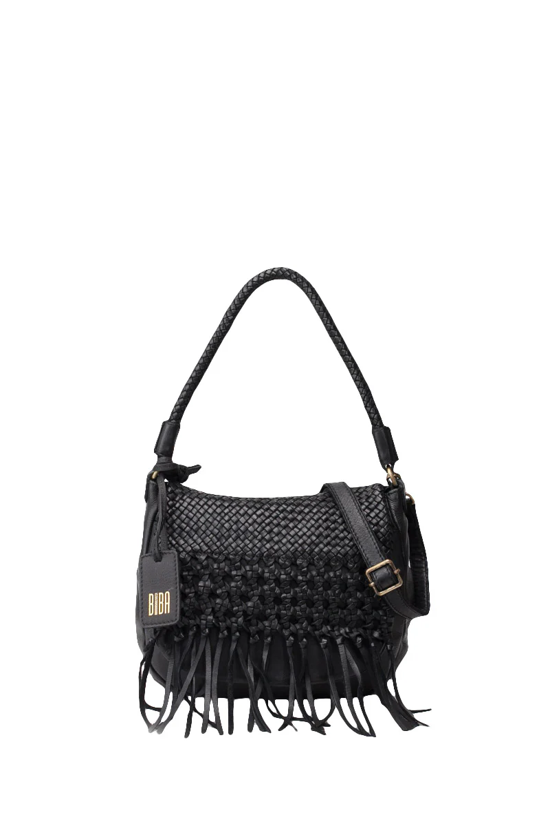 Varney Fringe Flap Bag - Black