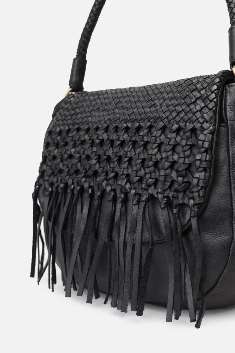 Varney Fringe Flap Bag - Black - Image 2