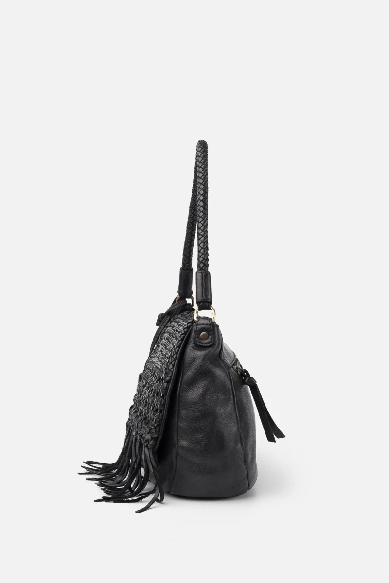 Varney Fringe Flap Bag - Black - Image 4