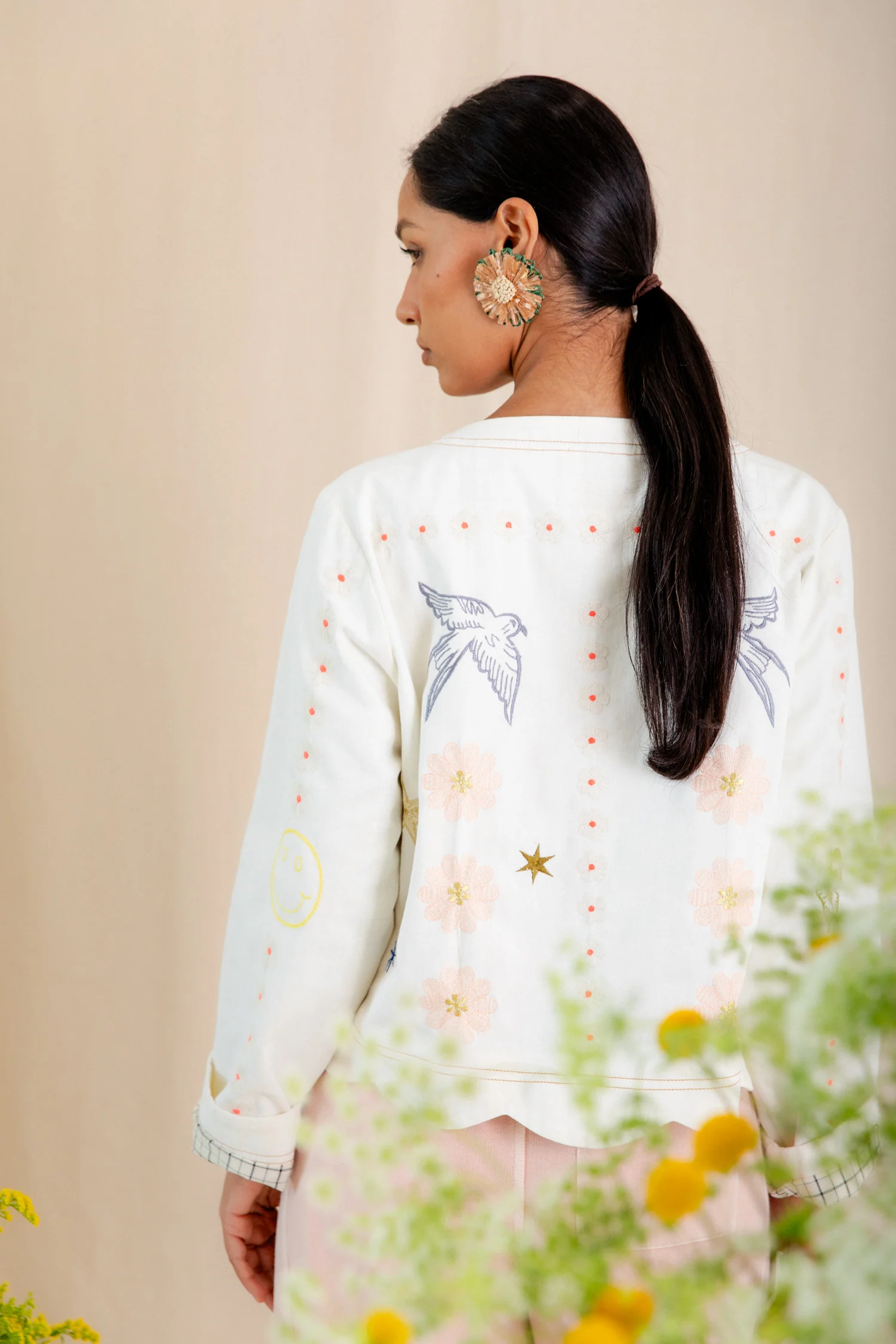 Rosie Embroidered Jacket - Ecru Multi - Image 2