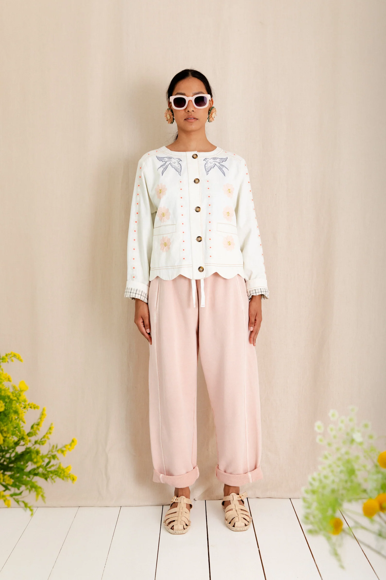 Rosie Embroidered Jacket - Ecru Multi - Image 8