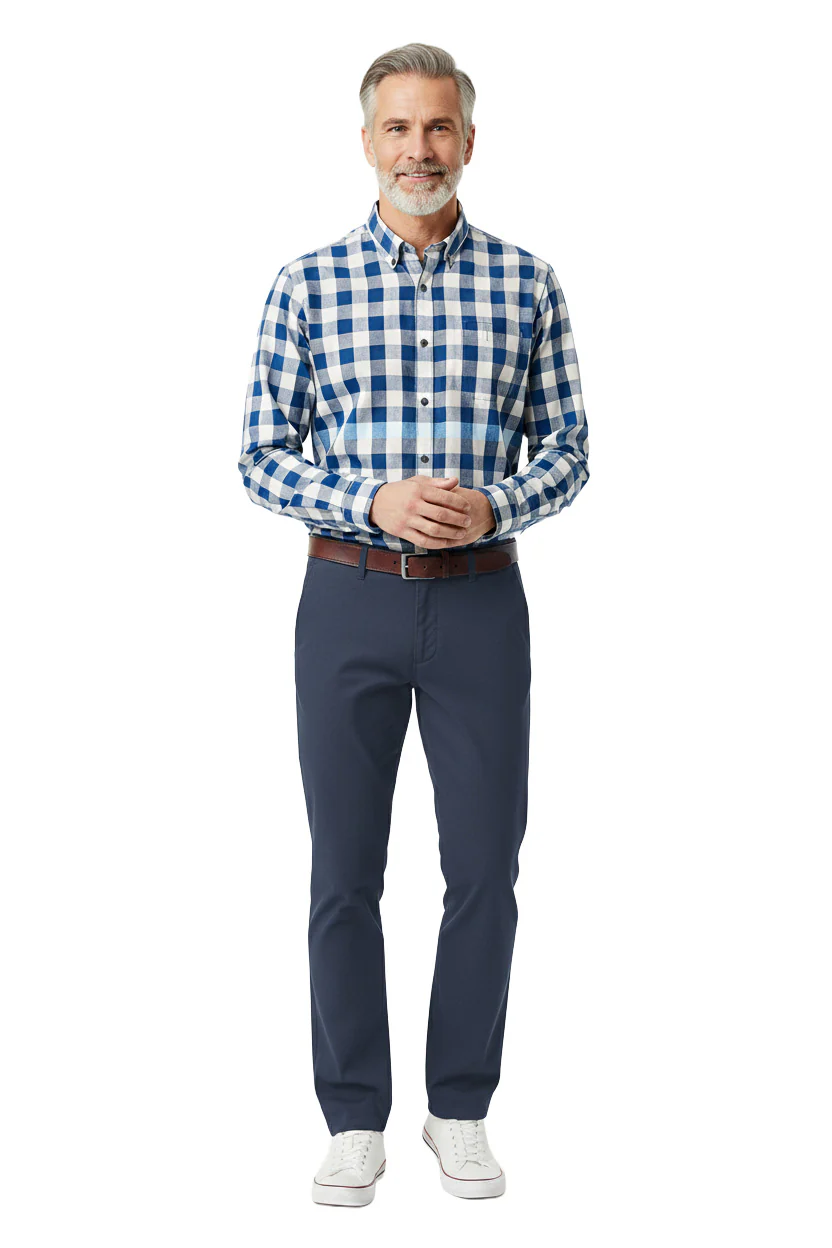 Palma B Cotton Stretch Supersoft Chinos - Blue - Image 3