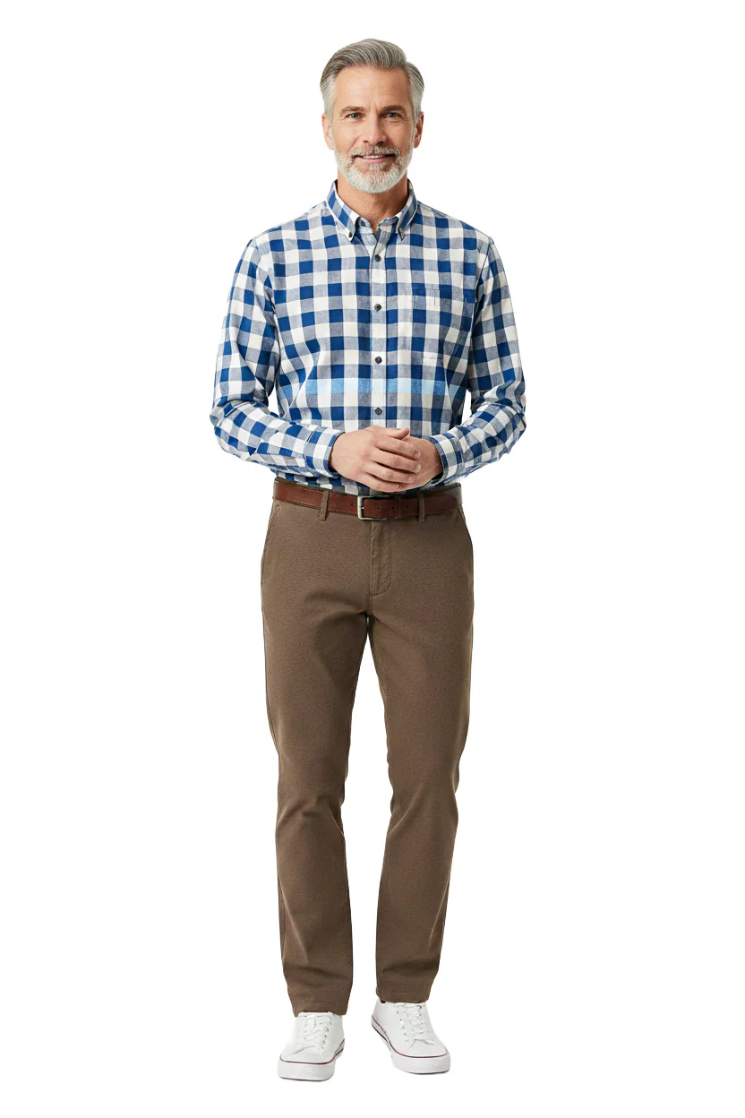 Parma B Cotton Stretch Supersoft Mid Weight Chinos - Brown - Image 3
