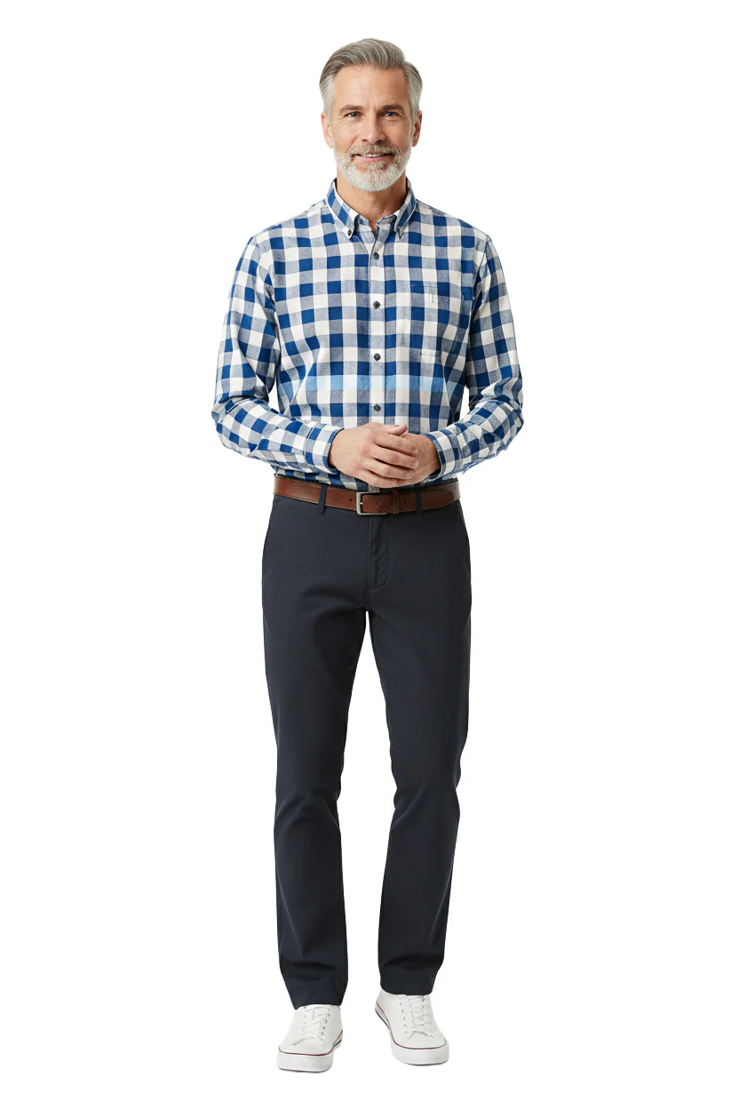 Parma B Cotton Stretch Supersoft Mid Weight Chinos - Navy - Image 3