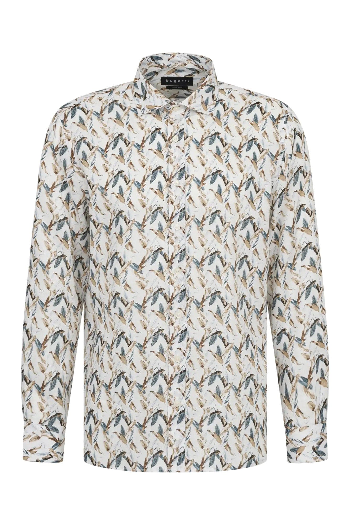 Bird Print Pure Linen Shirt - Bottle Green