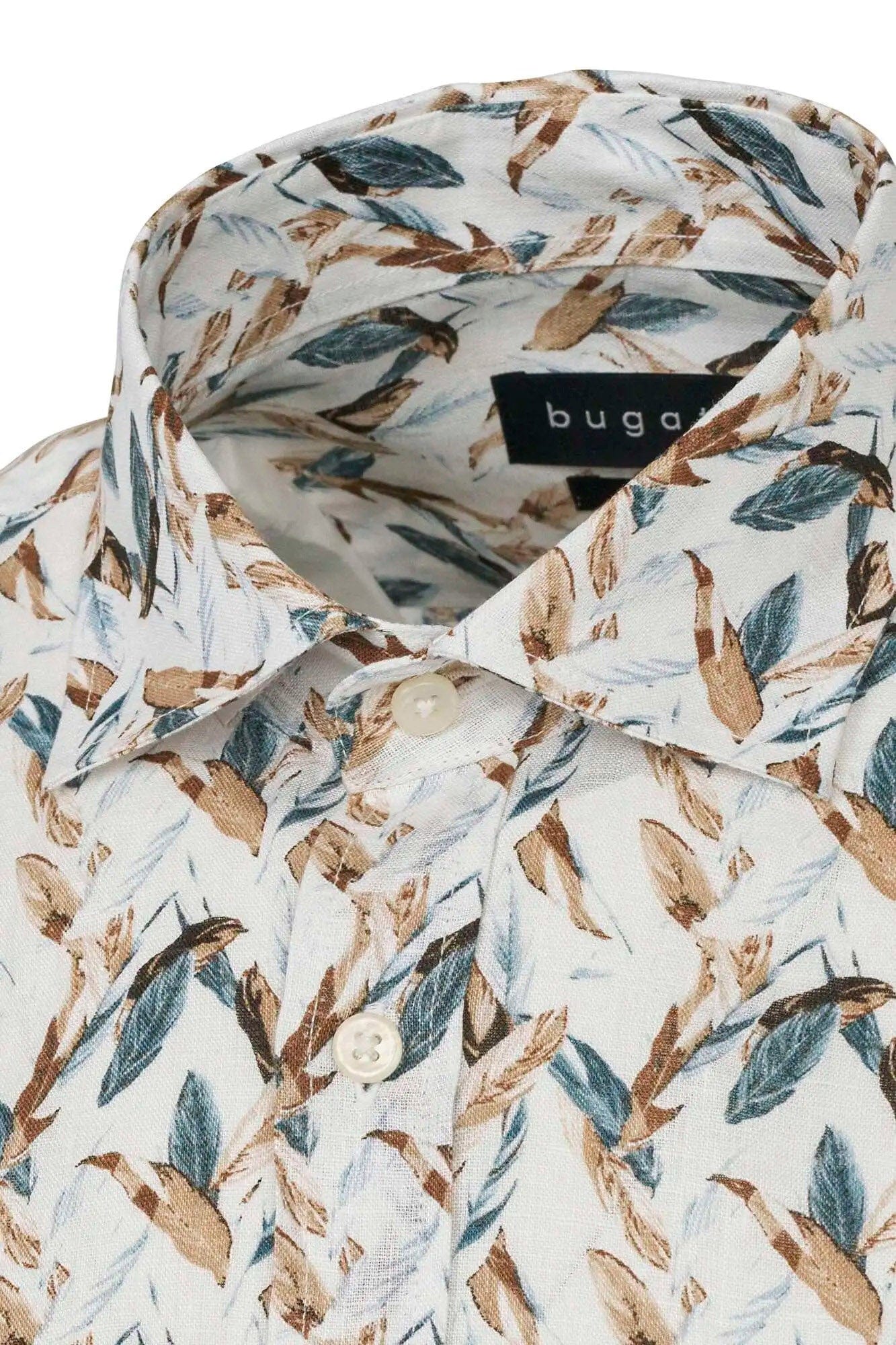 Bird Print Pure Linen Shirt - Bottle Green - Image 5