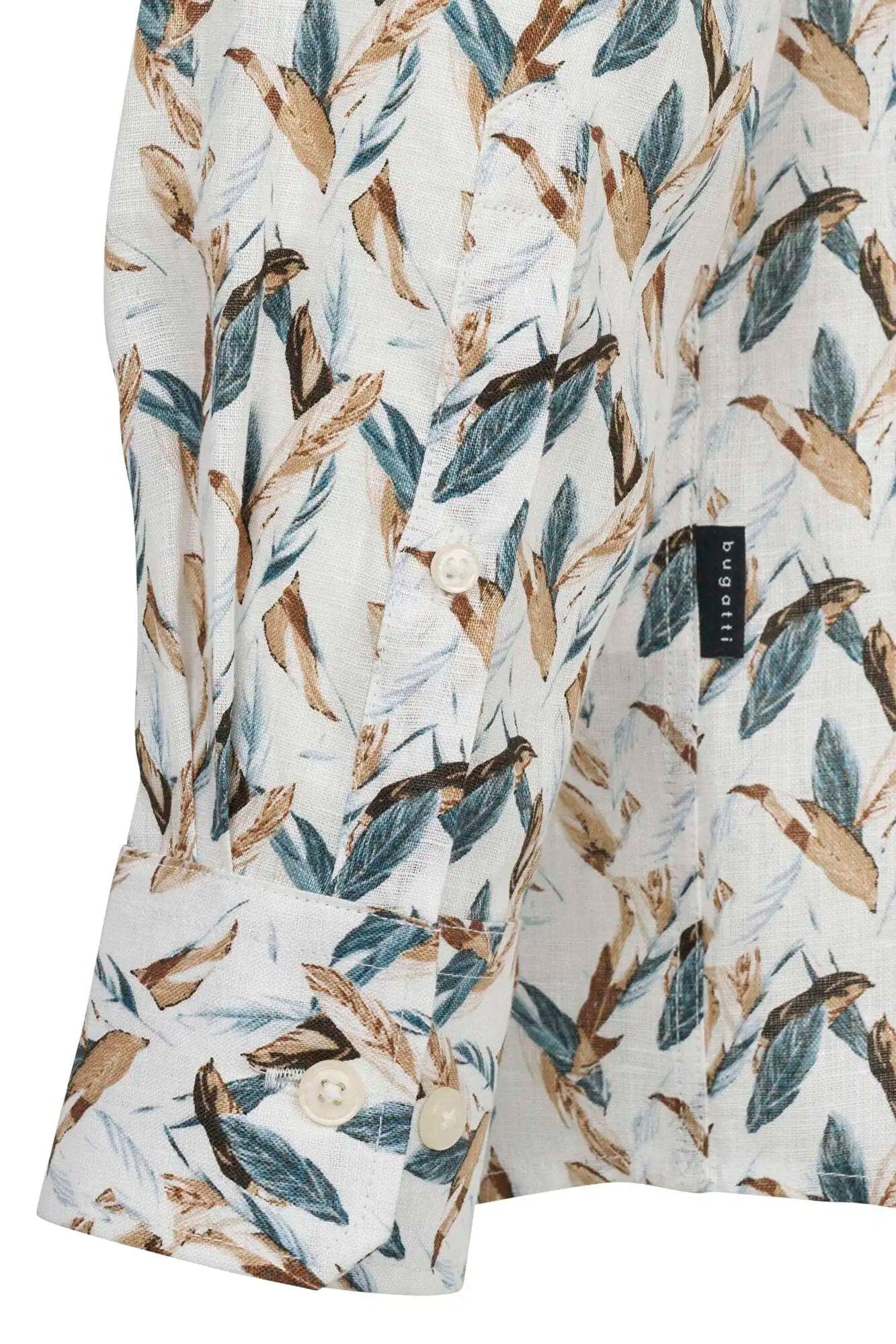 Bird Print Pure Linen Shirt - Bottle Green - Image 6