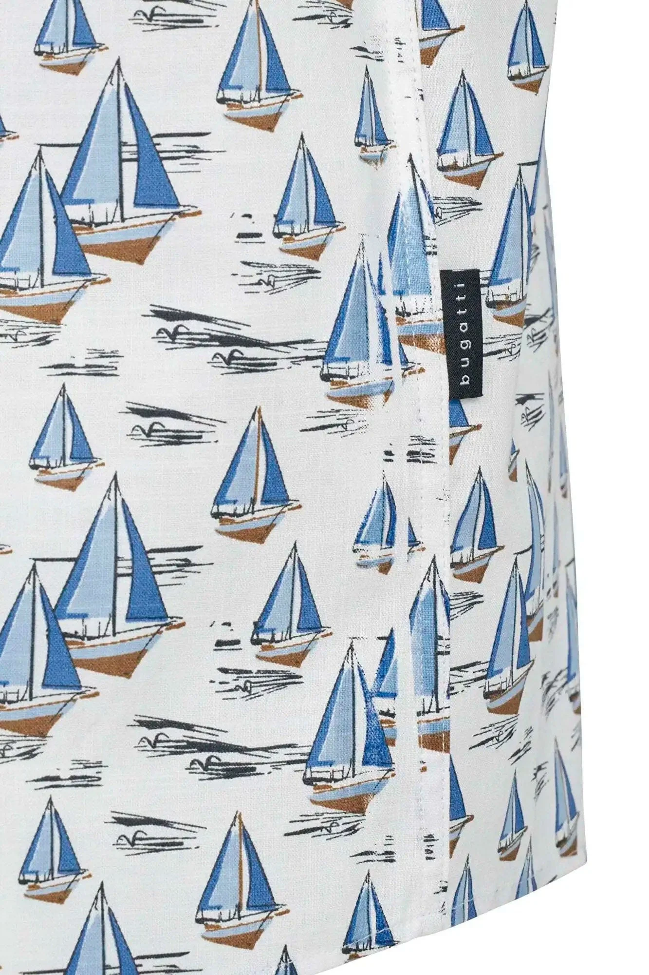 Boat Print Cotton Shirt - Light Blue - Image 6