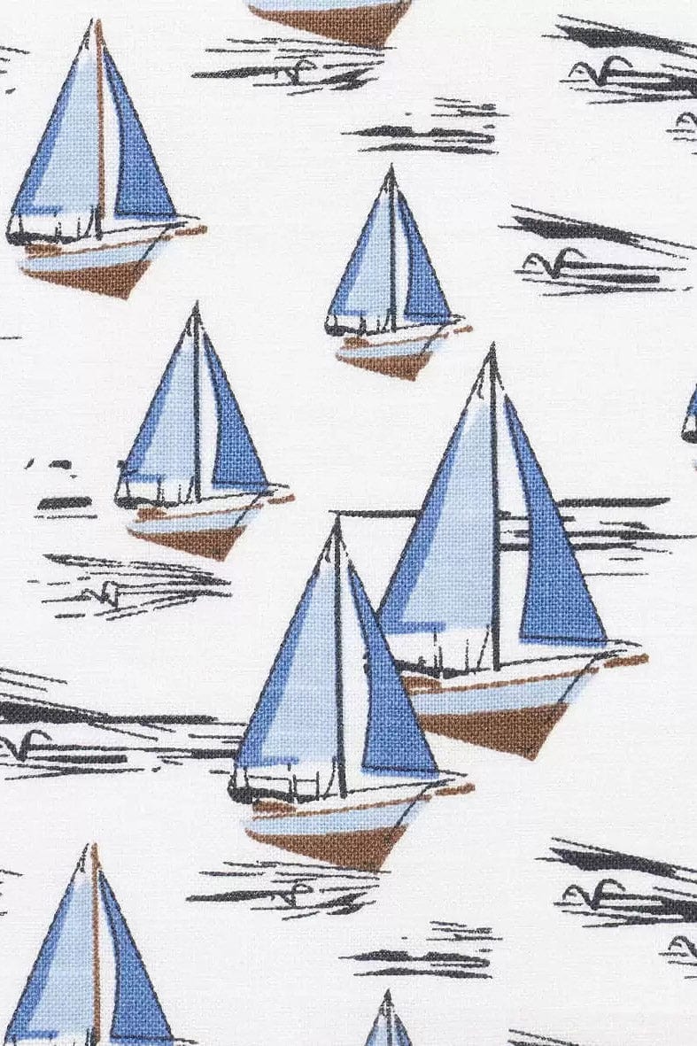 Boat Print Cotton Shirt - Light Blue - Image 7